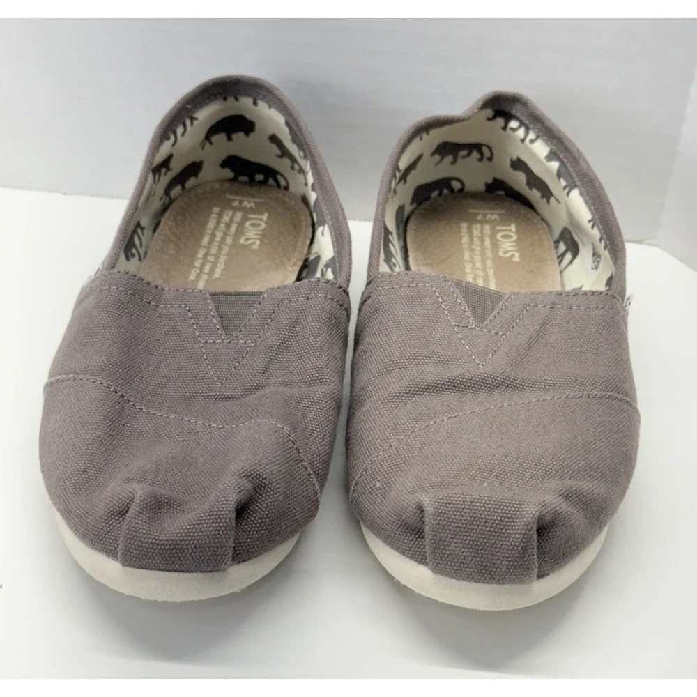 Toms Classics Ash Gray‎ Women's Size 7W Slip On Casual Canvas Flat Shoes
